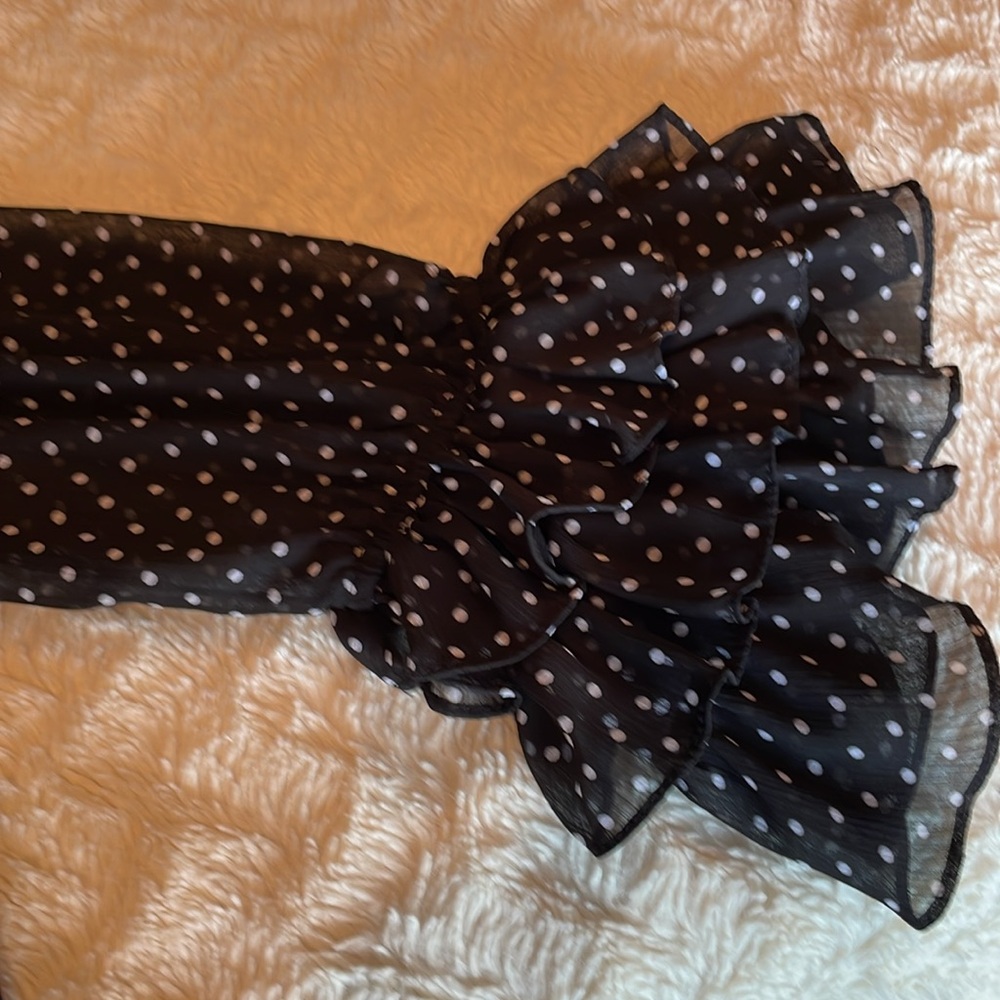 CeCe Polka Dot Black and White Off The Shoulder Blouse Top Size S - Picture 7 of 8